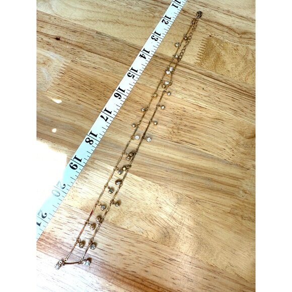 Dainty Gold Tone Necklace With Clear Crystal Accents & Adjustable Lobster Clasp - Picture 5 of 6